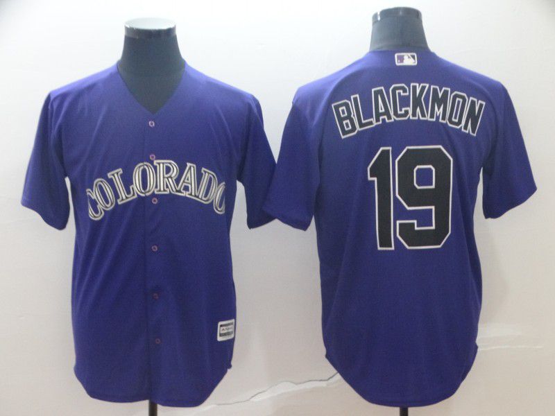 Men Colorado Rockies #19 Blackmon Purple Game MLB Jersey